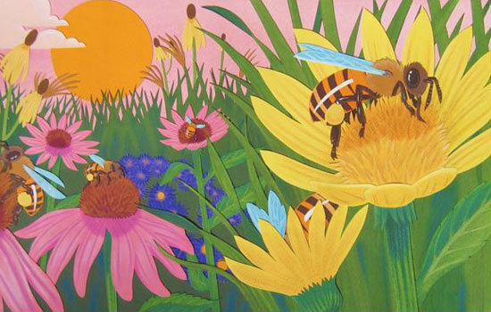 Bees on flowers